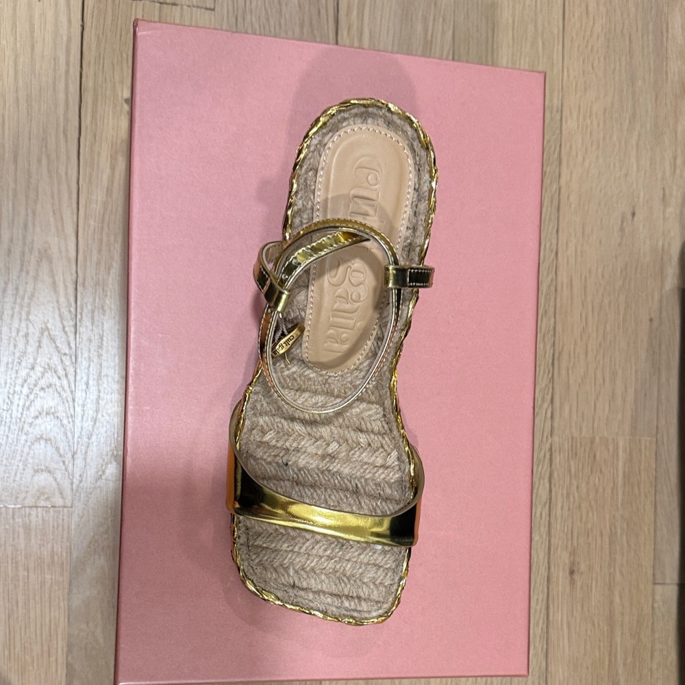 cult gaia Javiera Gold Braided Ankle-Strap Sandals - Picture 5 of 15